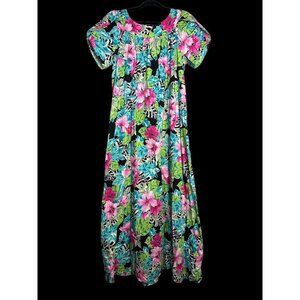 Hilo Hattie Vintage 1980’s Hawaiian Muu Muu/Maxi Dress Size Xl Vibrant Aloha